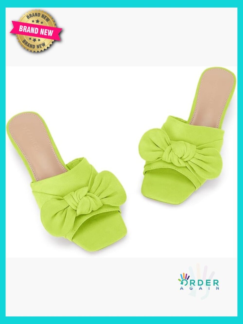Womens Bow Slides Sandals Chunky Low Heels Square Open Toe Elegant Summer